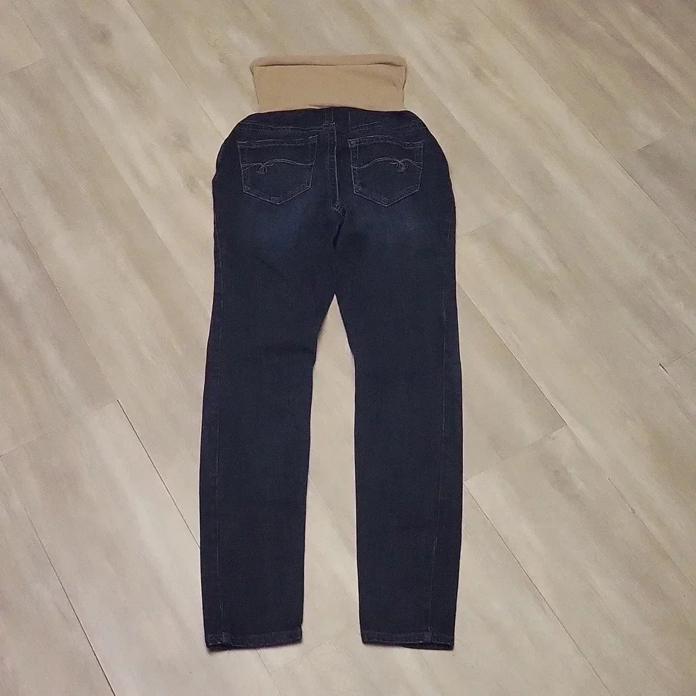 Indigo Blue Maternity Jeans Dark Wash 5 Pocket Support Belly‎ Womens Size XS